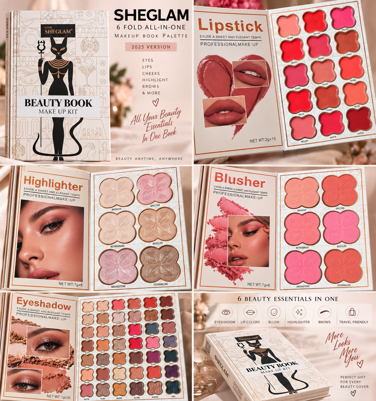 SHEGLAM 6-Fold All-In-One Makeup Book Palette – Beauty Book Makeup Kit