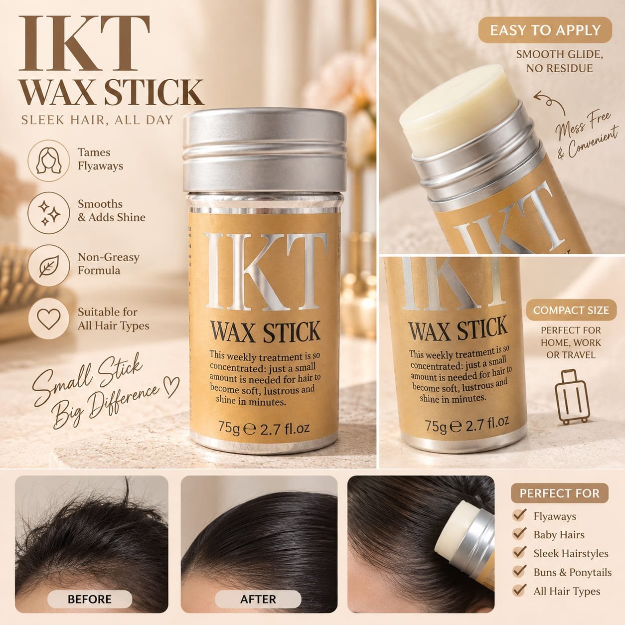 Hair Gel On Wax Stick - 75g - Gel Based - Hair Styling Wax
